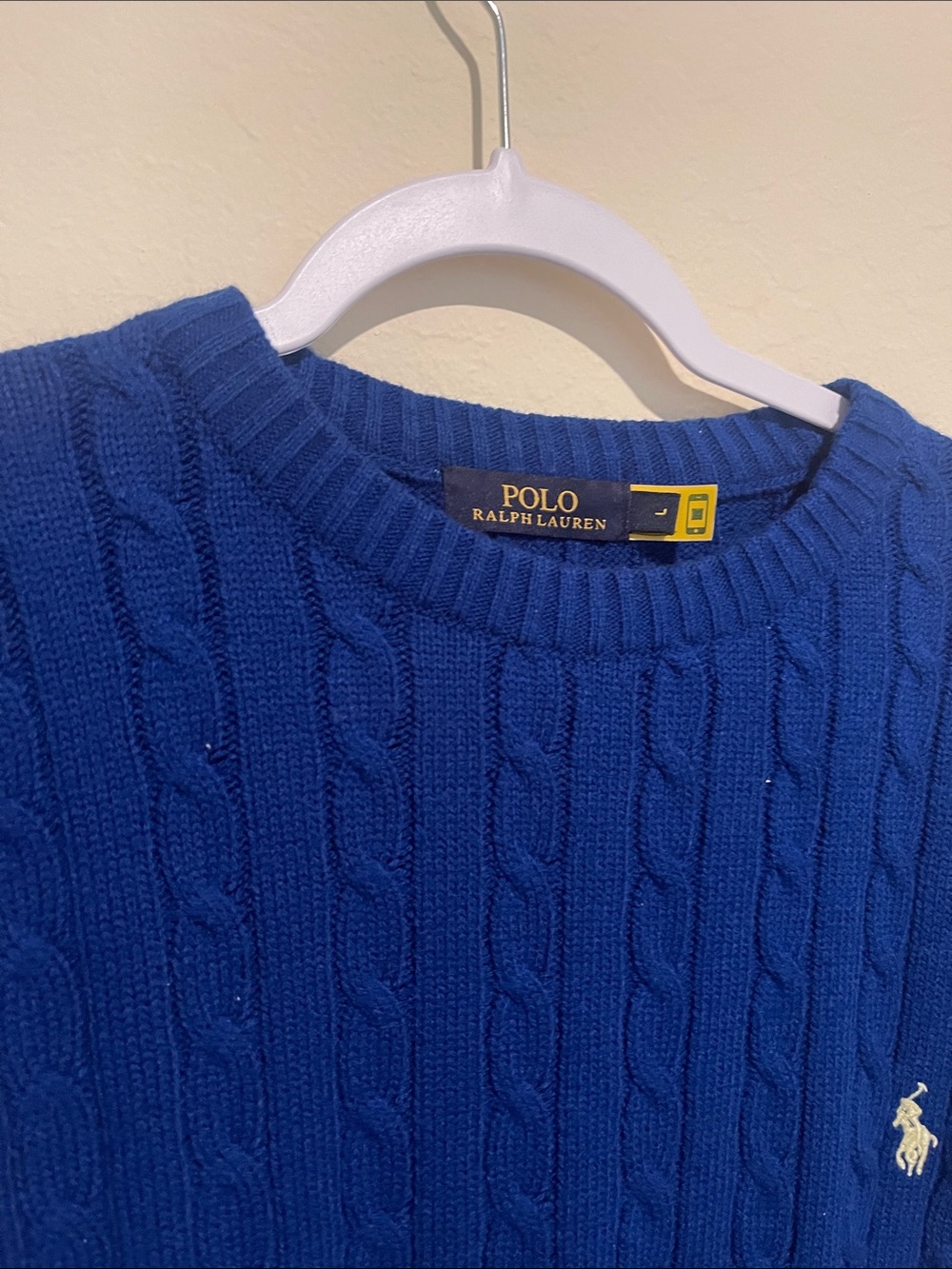 Polo by Ralph Lauren Royal Blue Cable-Knit Crewneck Sweater - Picture 3 of 3